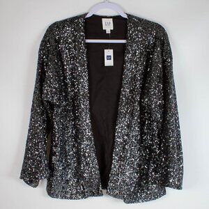GAP Silver Sequin Jacket NWT Size M Party Glam Blazer